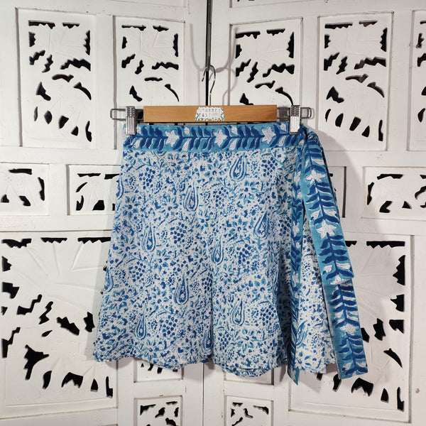 Blockprint Wrap Skirt - Mini